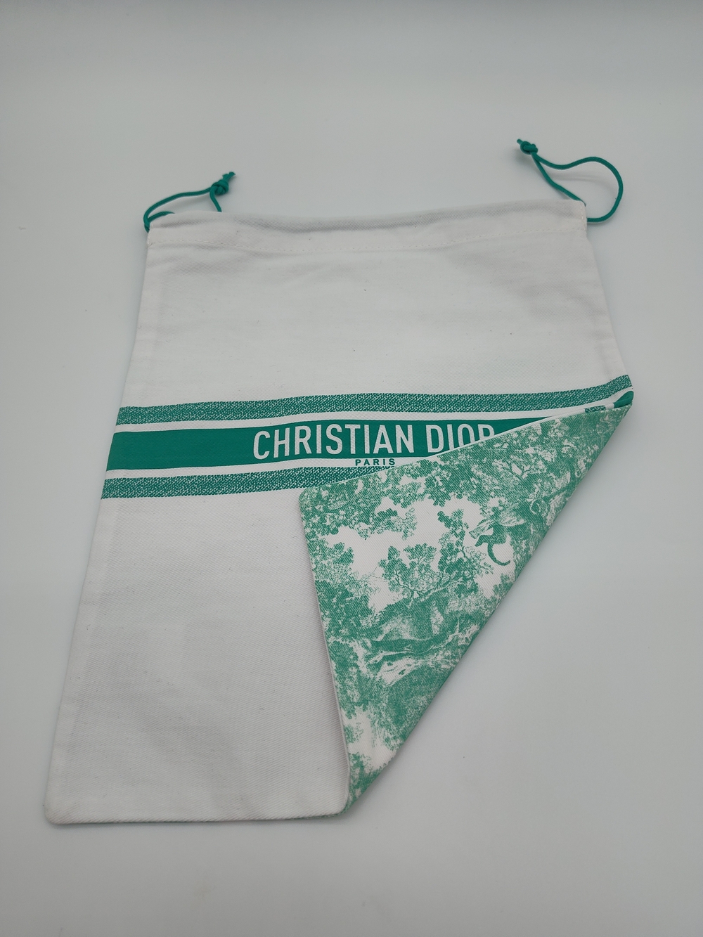CHRISTIAN DIOR Green Toile de Jouy Dust Bag Drawstring Gift Pouch NWOT